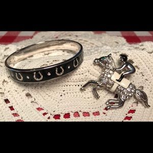🏇🏻Horse Lovers Set! Crystal Pin & Bracelet 🏇🏻